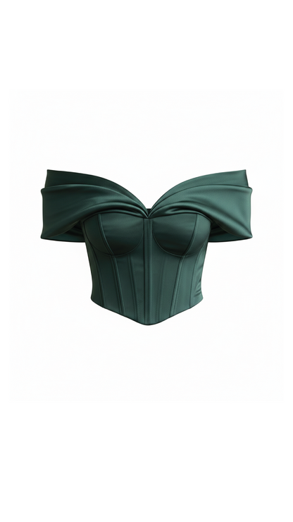 Emerald Grace Off-Shoulder Corset