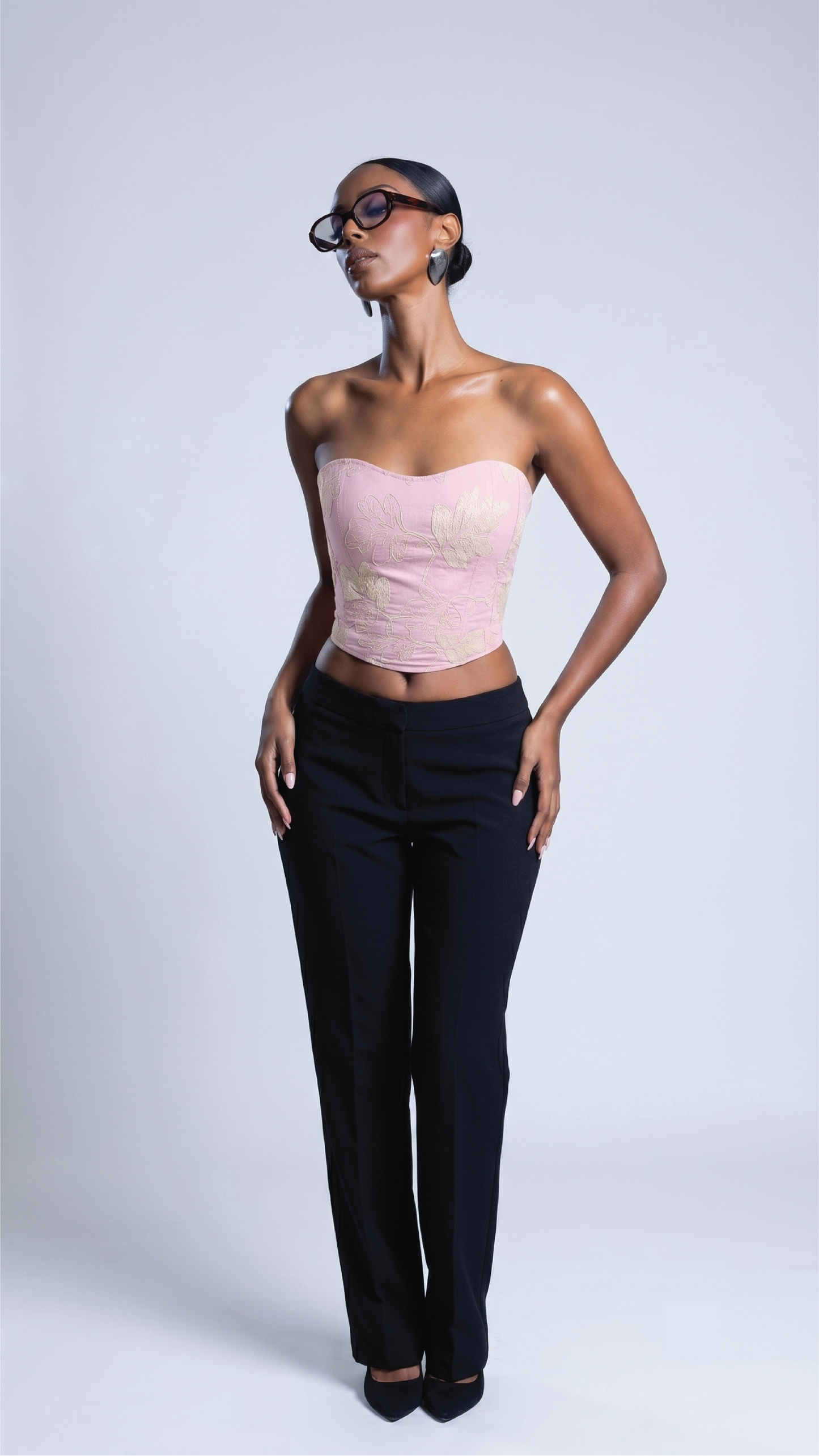 Rosy Bloom Corset - Hand Embroided With Zip