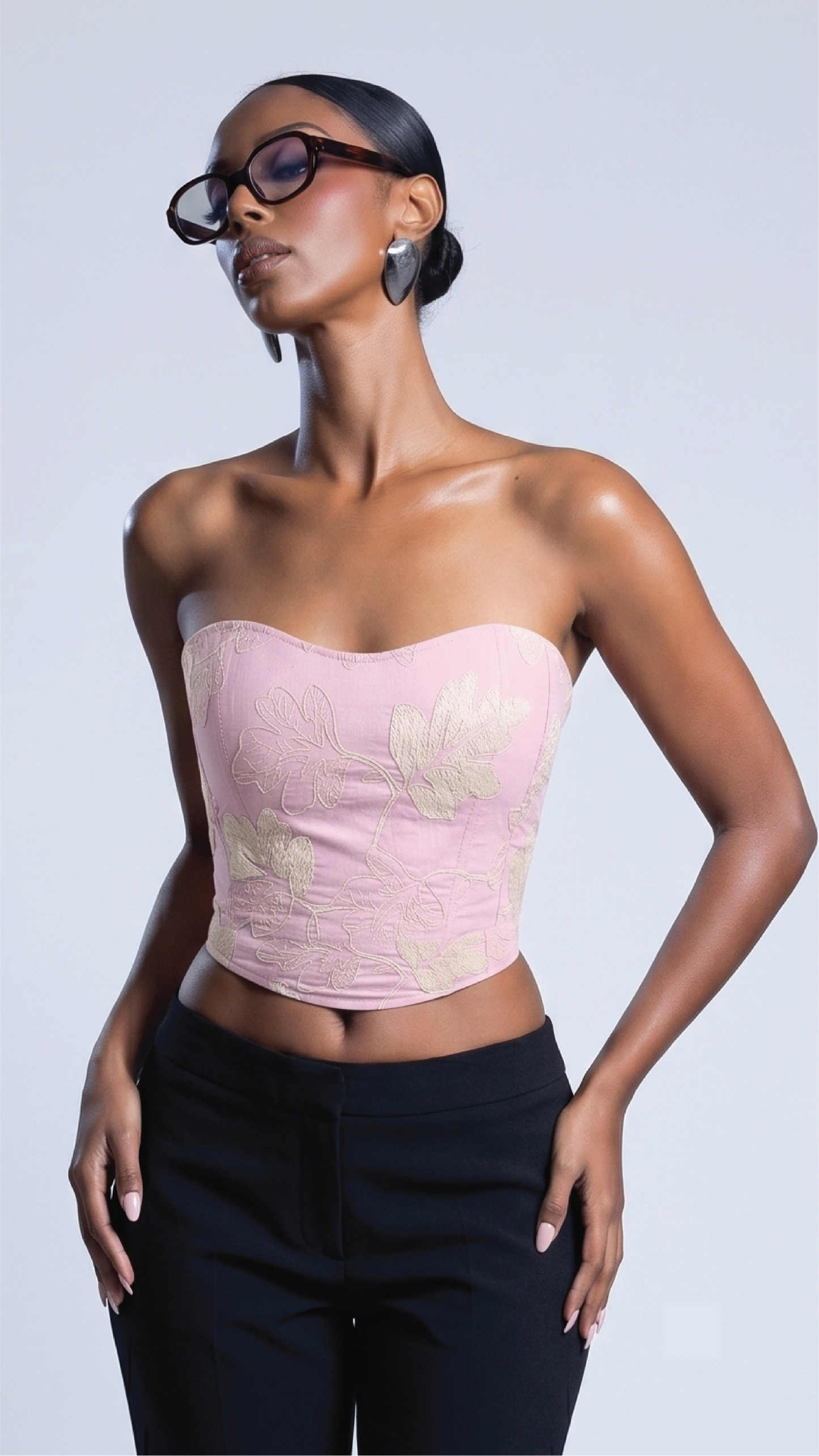 Rosy Bloom Corset - Hand Embroided With Zip